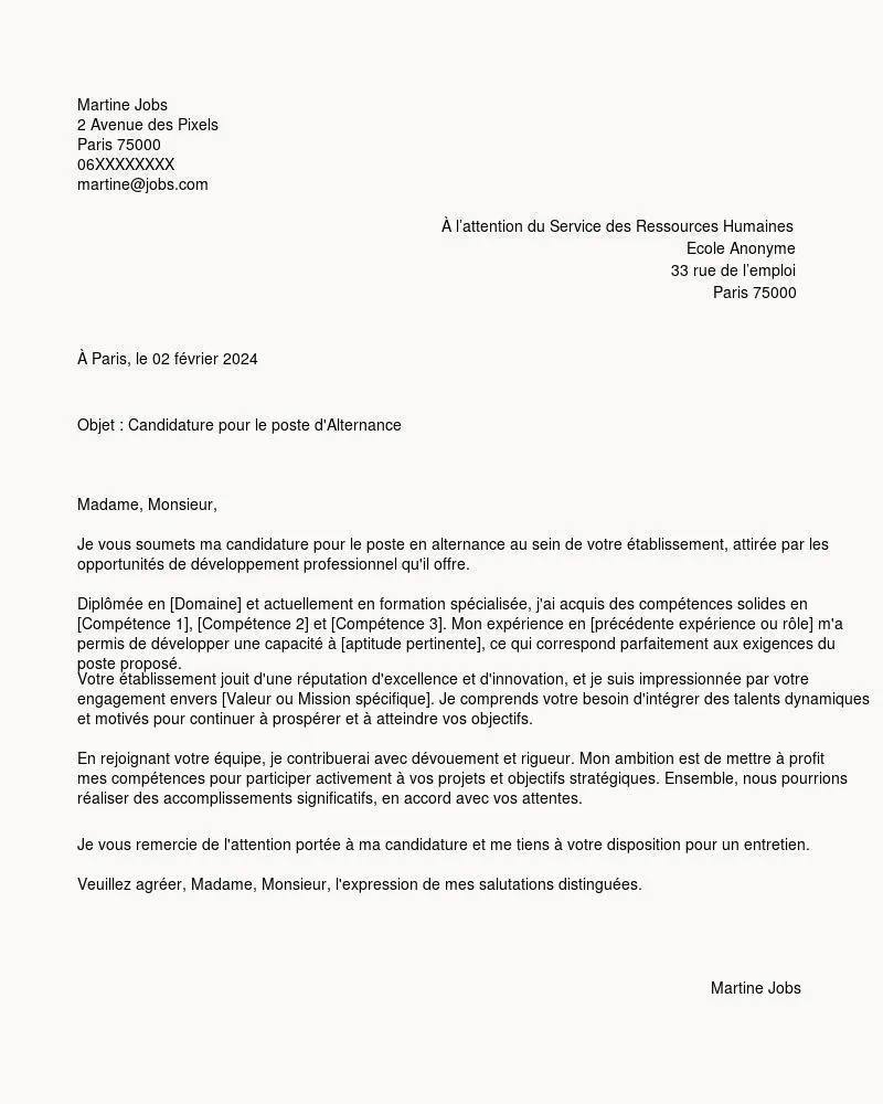 lettre de motivation alternance