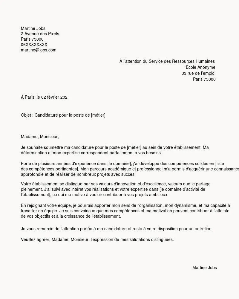lettre de motivation CAP